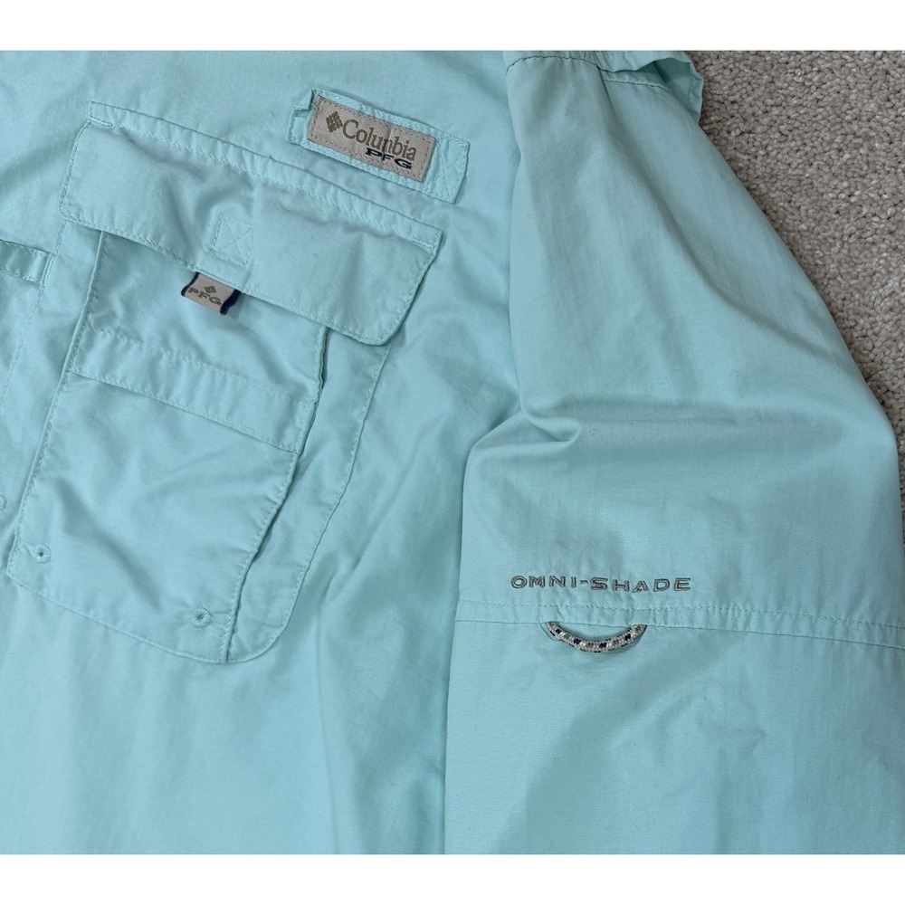 Columbia PFG Omni-Shade Men's XXL Long Sleeve Green Fishing Vented Shirt Pockets - Picture 4 of 9